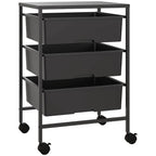 Beistellwagen mit R?dern, 3 K?rbe f¨¹r Transport und Aufbewahrung, K¨¹chenwagen, 40,8L x 33,5B x 60,5H cm, Schwarz
