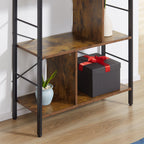Bücherregal, Schmal Standregal Regal mit 5 Ebenen, Büroregal für Wohnzimmer, 77 x 30 x 157,5 cm, Rustikales Braun