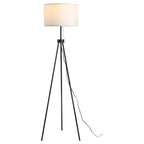 Stehlampe mit Lampenschirm aus Polyester und Baumwolle, Standleuchte Stehleuchte mit E27 Fassung für Wohnzimmer, Schlafzimmer, Weiß, exkl. Glühbirne