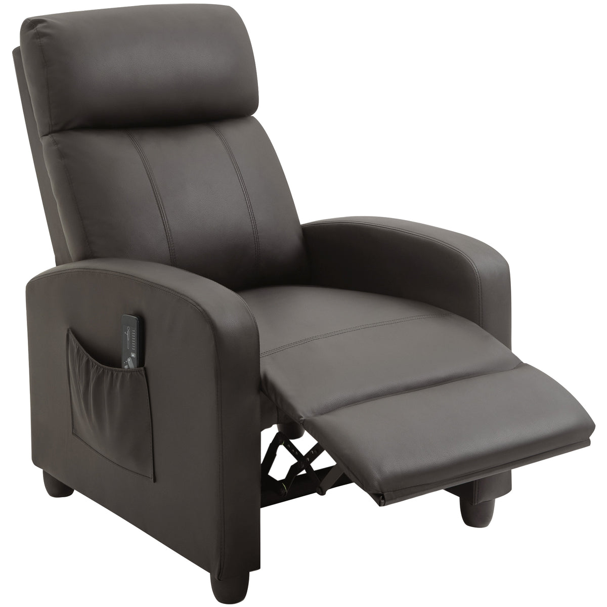 Relaxsessel Fernsehsessel mit Vibrationsmassage, Liegefunktion, 2 Massagepunkte, Fernbedienung, 68 x 88 x 98 cm Braun