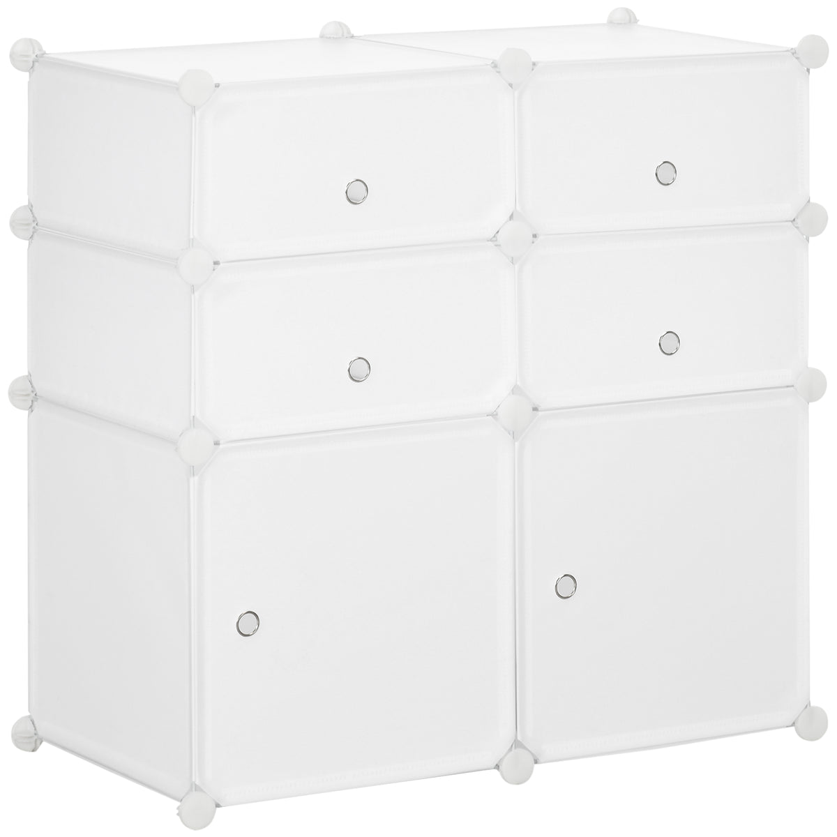 Schuhschrank, Regal mit Aufbewahrungsboxen, Kleiderschrank, Kunststoff, Stahl, Wei?, 75 x 37 x 73 cm