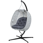 Eiförmiger Hängesessel für den Außenbereich, Hängeschaukel mit Gestell, Sitzpolstern Indoor Outdoor
