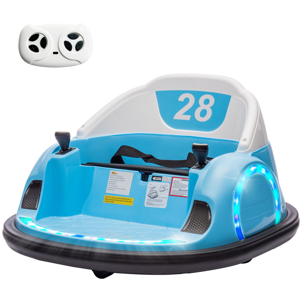 Autoscooter, 360° Rotation, 2 km/h Geschwindigkeit, Sicherheitsgurt, LED-Lichter, Musik und Hupe, Blau