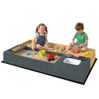 Sandkasten 2-teilig 150x90cm Holz Sandkiste mit Sitzbank Stauraum Herd herausnehmbarem Waschbecken Abakusperlen Gelb