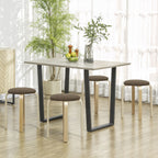 Polsterhocker im 4er-Set, stapelbar, lackierte Oberfläche, Holzbeine, Braun