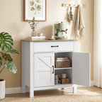 Sideboard Buffet-Schrank, Bauernhaus-Küchenschrank mit Schiebetüren und verstellbarem Regal, Weiß