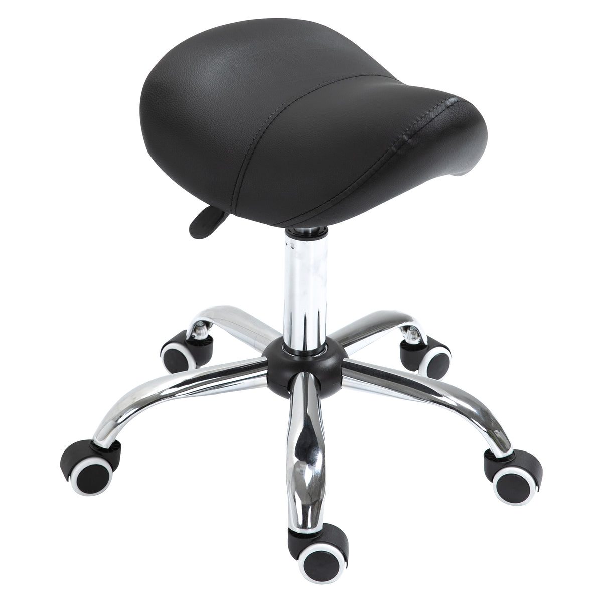 Rollhocker höhenverstellbar Drehhocker 49-61 cm Arbeitshocker drehbar Sattelhocker für Büro Salon Massage Spa Schwarz