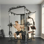 Home Multi Gym Smith Machine with 65kg Weight Stack, Cable Pulley System, Chest Station, Preacher Pad & Leg Developer