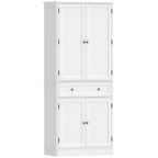 Küchenschrank mit 4 Türen, Schublade und verstellbaren Einlegeböden für Küche, 80 x 39,5 x 186,4 cm Weiß