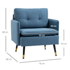 Akzentsessel mit Knopfheftung, Polstersessel, abnehmbare Polster, Schwarz + Gold + Blau