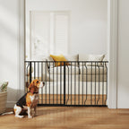 Extra Wide Dog Safety Gate, with Door Pressure, for Doorways, Hallways, Staircases - Black