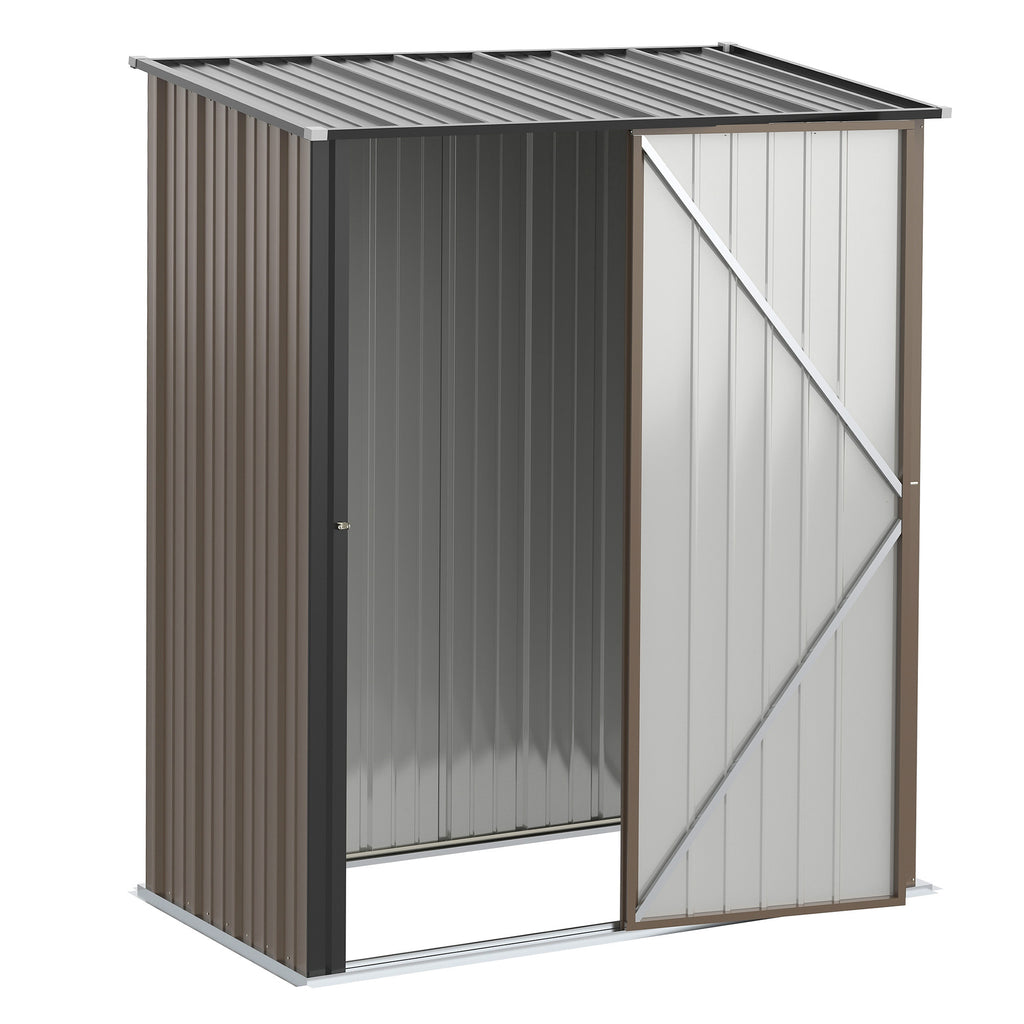 5.3 x 3.1ft Corrugated Steel Garden Shed - Brown