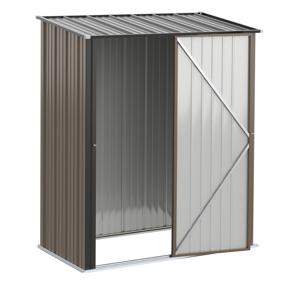 5.3 x 3.1ft Corrugated Steel Garden Shed - Brown