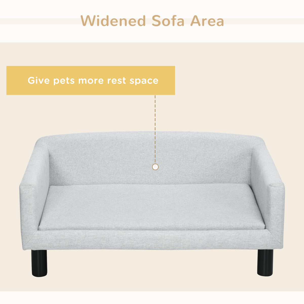 PawHut Hundesofa Hundebett Hundecouch aus Samt mit Rückenlehne, Holzbeine, Katzensofa für mittle Hunde 82 x 54 x 36 cm Hellgrau