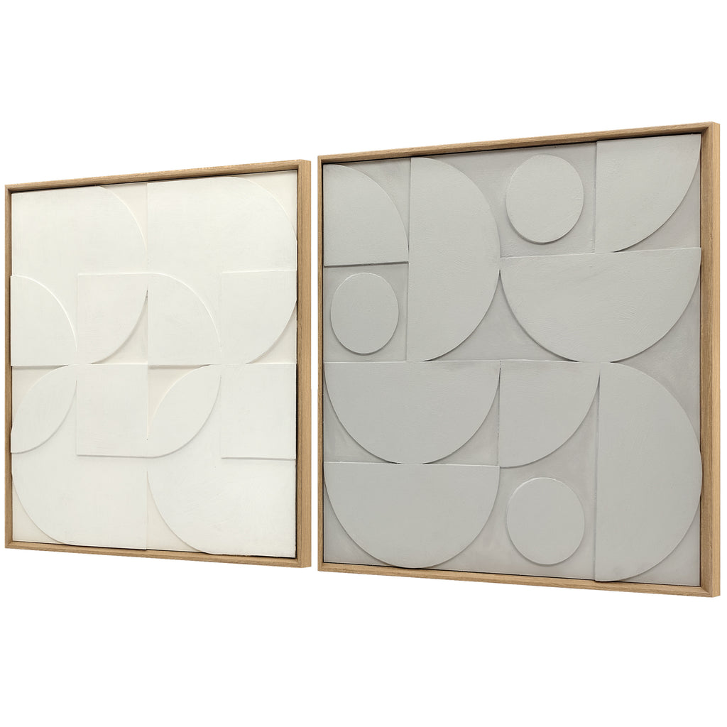 Wanddeko 3D 2er Set geometrisch Wanddekoration Modern Wand Deko f¨¹r Wohnzimmer, Flur, 80 x 3,5 x 80 cm, Wei?