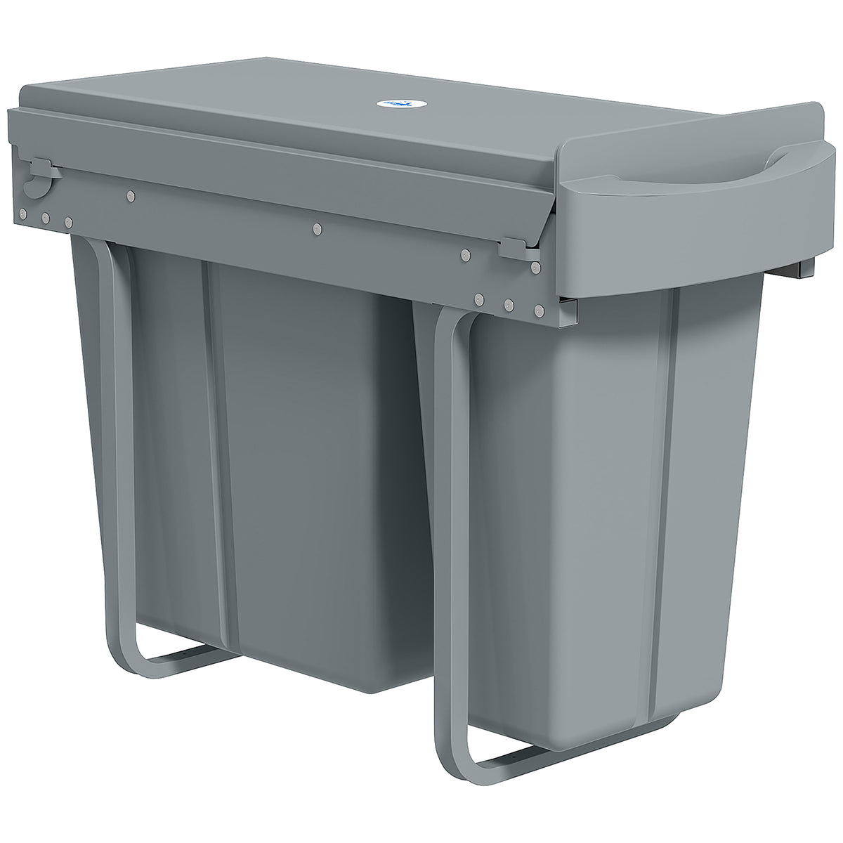 Ausziehbarer M¨¹lleimer, K¨¹chenm¨¹llbeh?lter mit 2 herausnehmbaren Eimern, Griff, 30 Liter (20 L+10 L), Metall, Grau