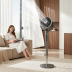 Standventilator Luftzirkulator Lüfter mit 12 Geschwindigkeitsstufen LED-Display Fernbedienung 70°+90° Oszillation Grau