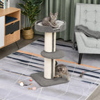 91cm Cat Tree, Cat Tower with Scratching Post, Bed, Perch, Removable Cushion for Indoor Kittens, Grey