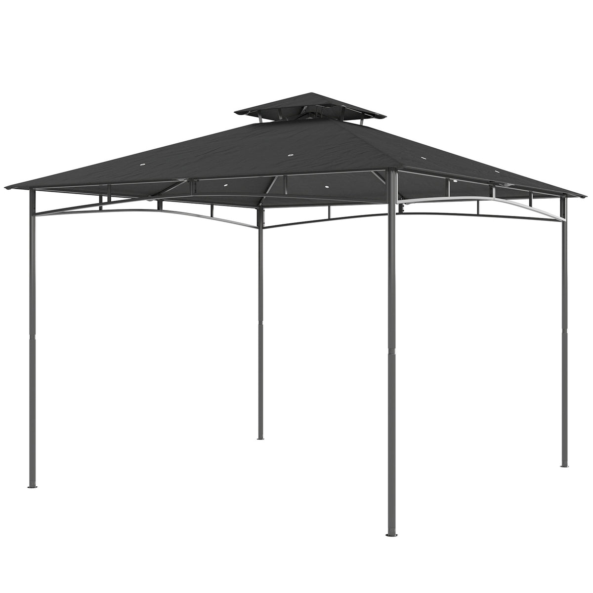 3 x 3 m Gazebo, Garden Gazebo with 2-Tier Roof, Metal Frame, Dark Grey
