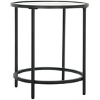 Runder Beistelltisch mit Glasplatte und Metallrahmen, kleiner Kaffeetisch f¨¹r Wohnzimmer, Schlafzimmer, Schwarz