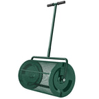 Kompoststreuer 75L 61x40cm Düngerstreuer Rasen Garten mit T-Griff Mesh-Korb Metall Grün