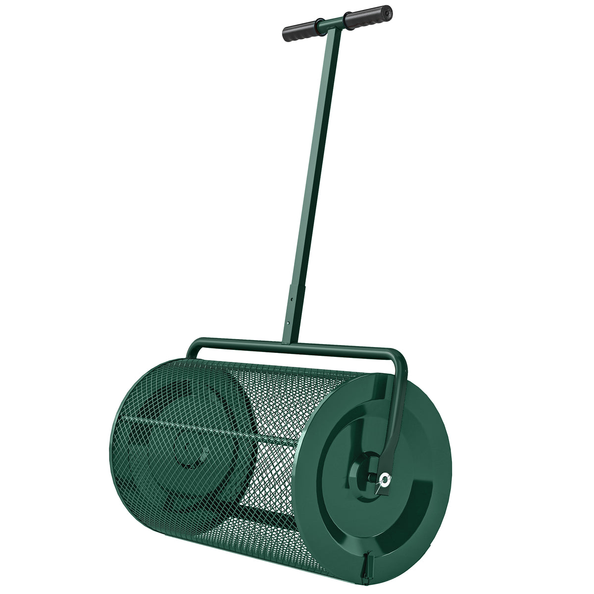Kompoststreuer 75L 61x40cm Düngerstreuer Rasen Garten mit T-Griff Mesh-Korb Metall Grün
