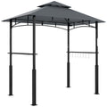 Grillpavillon, Gartengrillzelt mit Gewürzregalen, LED-Beleuchtung, Metall, Kunststoff, 243L x 148B x 248H cm, Grau