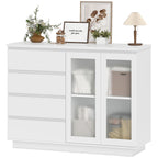 Buffetschrank, Sideboard mit 4 Schubladen, 2 Glast¨¹ren, modernes Design, MDF, Wei?