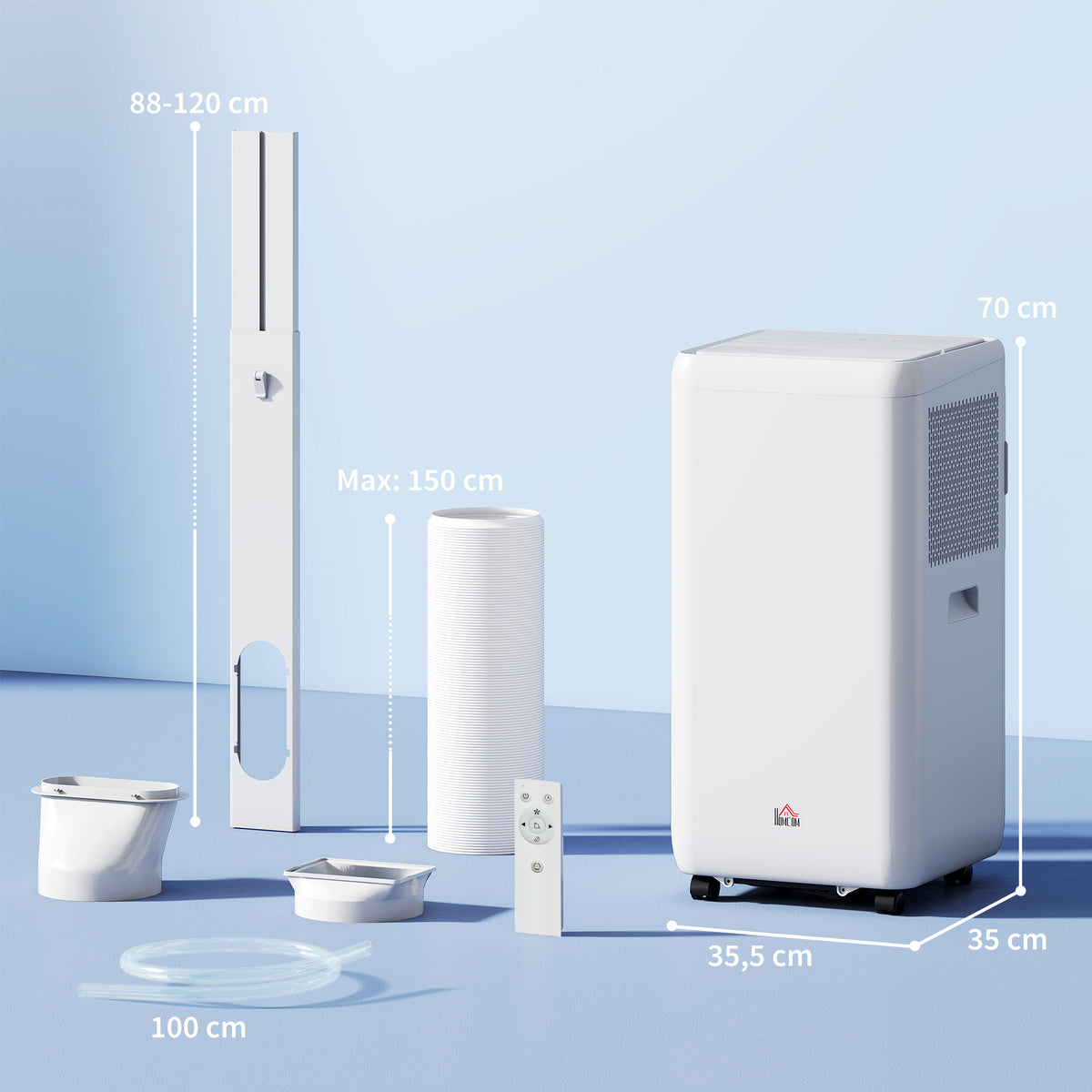 Mobiles Klimagerät mit Abluftschlauch 12000 BTU 3,5 kW, 5-in-1, 24h-Timer, Fernbedienung bis 35㎡