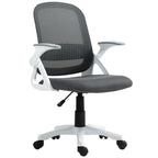 Atmungsaktiver Mesh-Bürostuhl, Ergonomischer Drehstuhl mit klappbaren Armlehnen und Lendenwirbelstütze, Grau