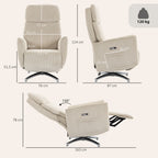 2 Motoren Relaxsessel Elektrisch Verstellbar Drehbar Creme