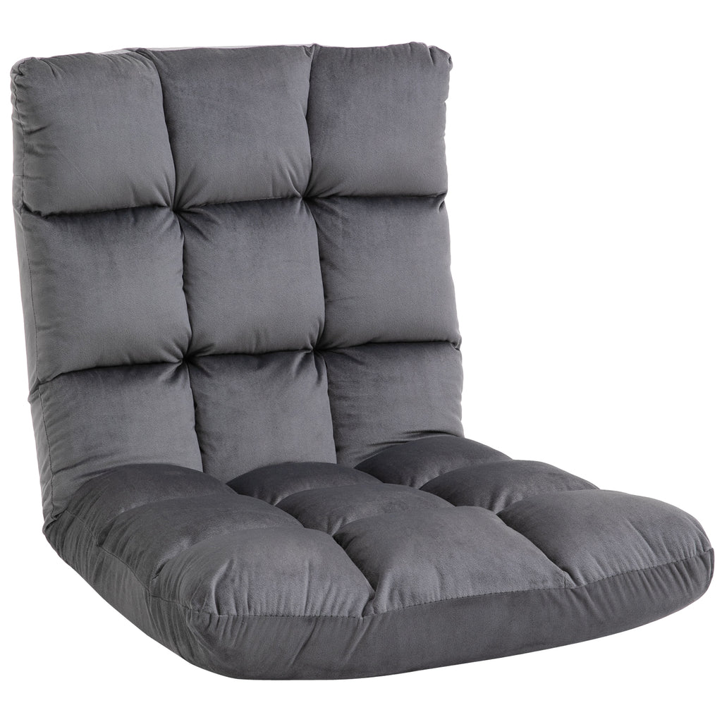 Sessel G?stematratze Bodensessel, verstellbare R¨¹ckenlehne, Velouroptik, 55 cm x 71 cm x 53,5 cm, Grau