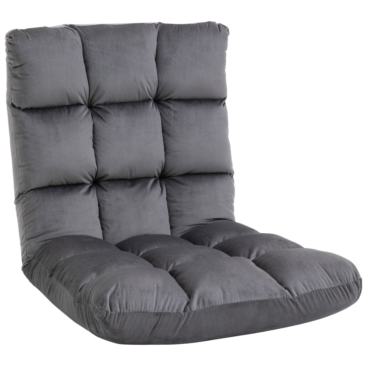 Sessel G?stematratze Bodensessel, verstellbare R¨¹ckenlehne, Velouroptik, 55 cm x 71 cm x 53,5 cm, Grau