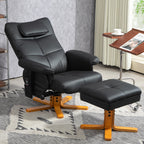 Massagesessel mit Hocker, verstellbare Lehne, USB-Ladeport, Lederoptik, bis 150 kg, Schwarz