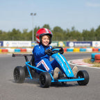 24V Elektro-Go-Kart zum Fahren und Driften, Nylon-Reifen, Sicherheitsgurt, Hupe, Musik f¨¹r 8-12 Jahre Blau