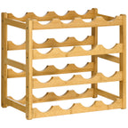 Weinregal aus Bambus f¨¹r 16 Weinflaschen, 4 Regale, 43 cm x 23,5 cm x 38?cm Natur