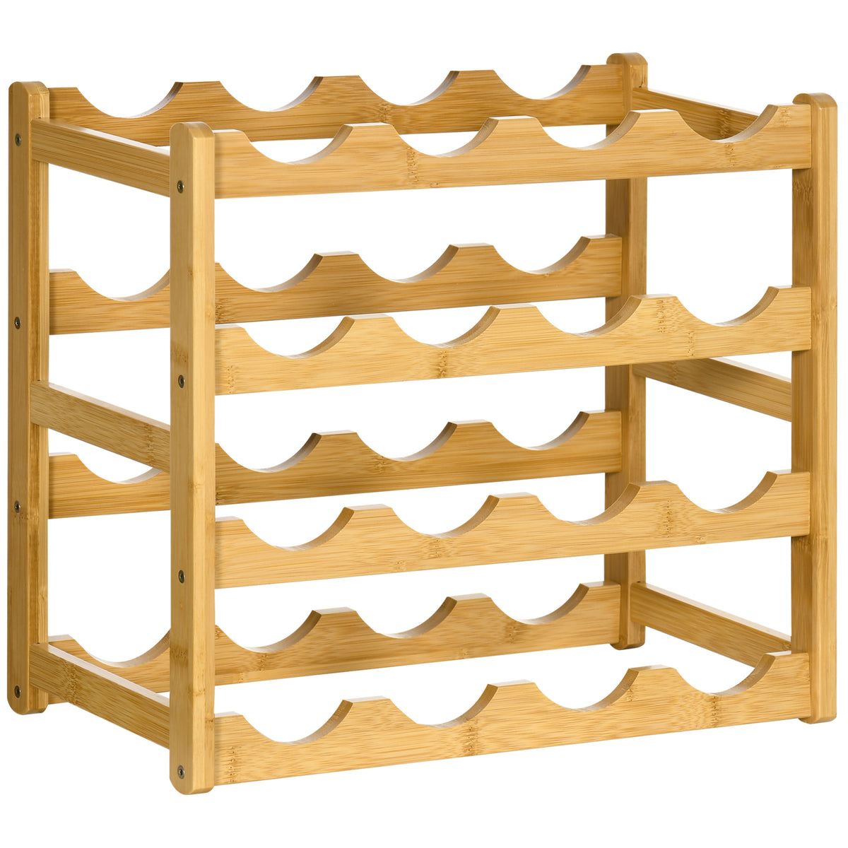 Weinregal aus Bambus f¨¹r 16 Weinflaschen, 4 Regale, 43 cm x 23,5 cm x 38?cm Natur