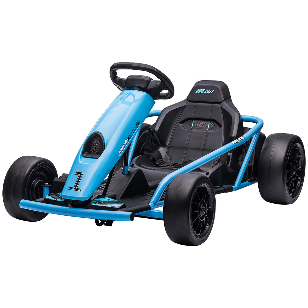 Elektro-Gokart f¨¹r Kinder, Drift-Funktion, Hupe, Musik, Sicherheitsgurt, Soft-Start, Blau/Schwarz