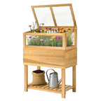 Hochbeet mit Frühbeetaufsatz aus Holz erhöhter Pflanzkasten mit aufklappbar Abdeckung Regal Vliesstoff Ergonomisch