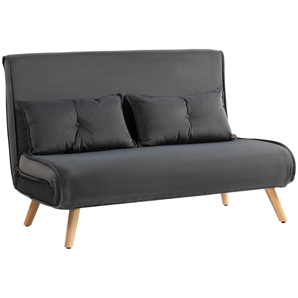 2-Sitzer-Schlafsofa, Bettsofa, in Bett umwandelbare Couch, verstellbare R¨¹ckenlehne, Stoffbezug, Metallrahmen, Grau