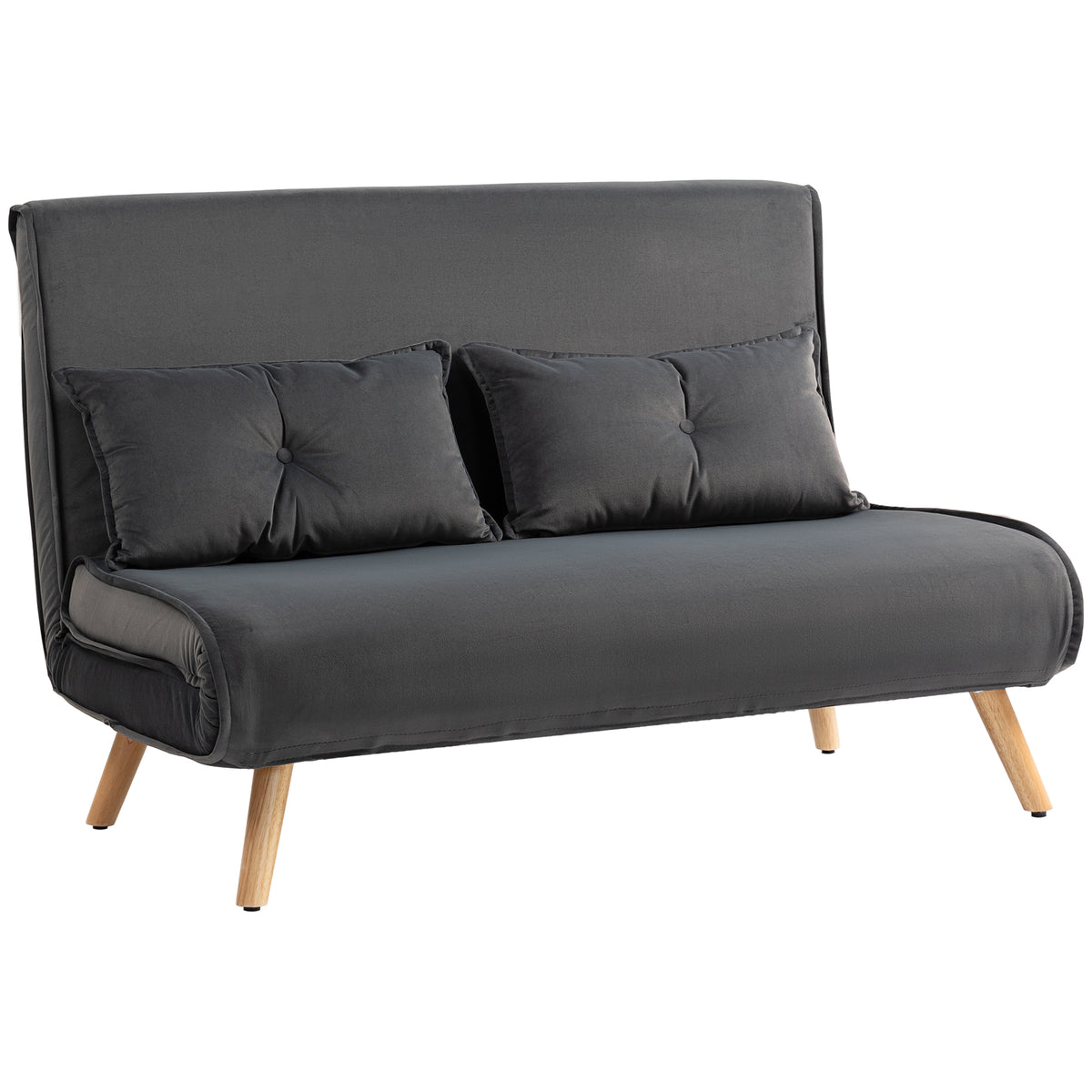 2-Sitzer-Schlafsofa, Bettsofa, in Bett umwandelbare Couch, verstellbare R¨¹ckenlehne, Stoffbezug, Metallrahmen, Grau