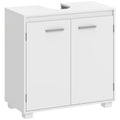 Waschbeckenunterschrank, Modernes freistehendes Badmöbel mit U-förmiger Aussparung, verstellbarem Regal, Weiß