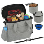 Dog Travel Bag, Waterproof Walking Bag with Multiple Pockets, Two Food Containers and Collapsible Bowl for Cat Puppy