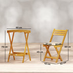 Balkonmöbel Set 3 teilig FSC Holz klappbar Gartenmöbel Set mit runder Tisch 2 Stühle Sitzkissen Atmungsaktiv Lamellsitz