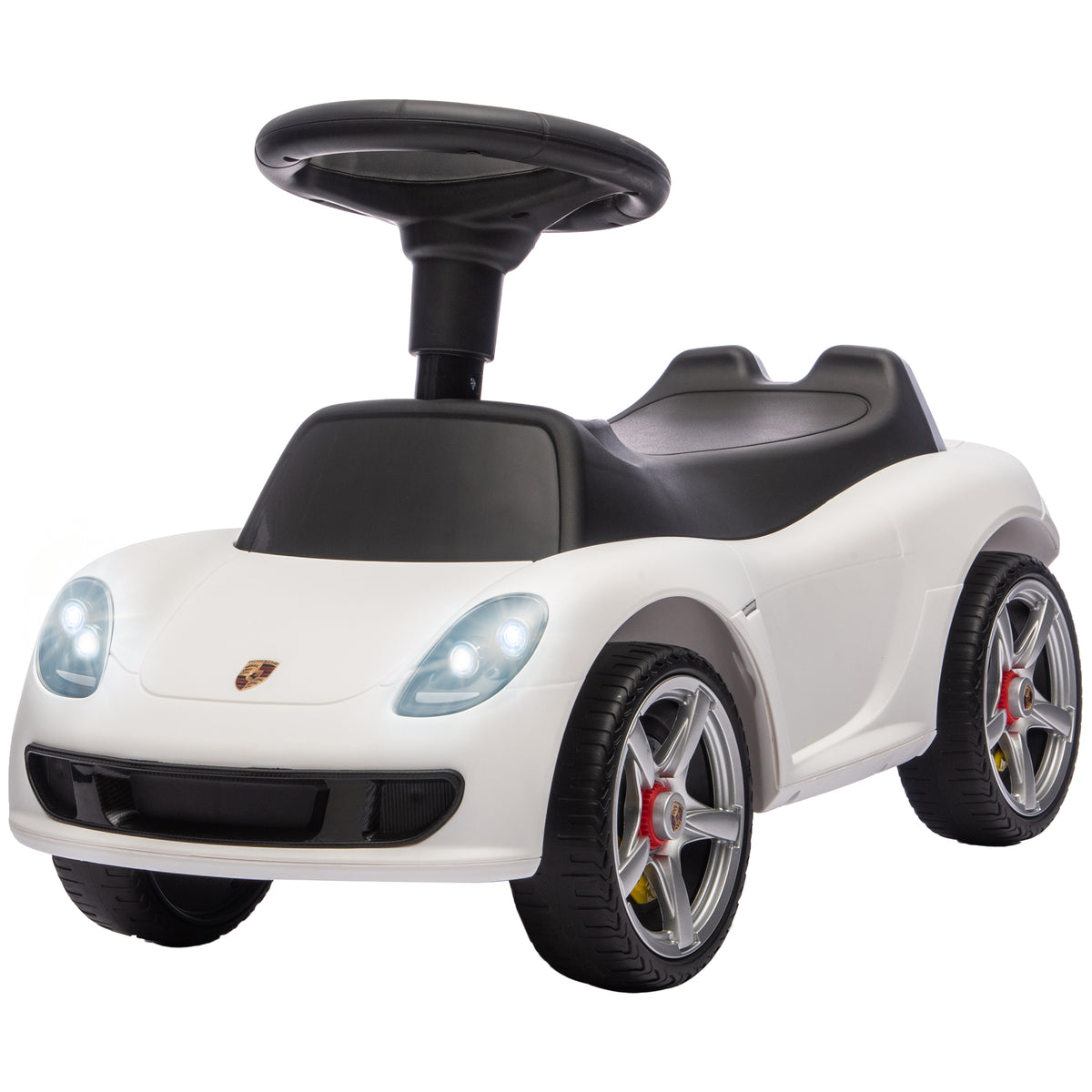 Ride on Car, Porsche Licensed Toddler Push Car with Horn, Headlights, Sound and Steering Wheel for 18-36 Months, White
