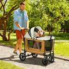 Hundewagen Hundebuggy klappbar für Hunde & Katzen bis 30 kg 110 x 65 x 102 cm Braun