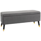 Sitzbank, Polsterbank mit Stauraum, Truhenbank, Metall, Schaumstoff, Kautschukholz, Kohlegrau, 110 x 43 x 45 cm
