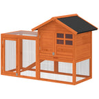 Hasenstall 2 Etagen Kaninchenstall mit wasserdicht Bitumendach Freilaufgehege Rampe Türen Holz 123,5x62,6x92,5 cm Orange