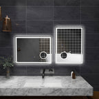 LED Bathroom Mirror with Lights, 3X Magnifying Mirror, Dimming Lighted Bathroom Mirror, Vanity Mirror with 3 Colour Front and Backlit, Smart Touch, Anti-Fog, Horizontal and Vertical, 80x60cm
