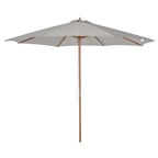 3(m) Garden Parasol, Pulley Operated Patio Umbrella, Wooden Parasol, Table Market Umbrella with Rope Pulley Mechanism and 8 Ribs, Grey